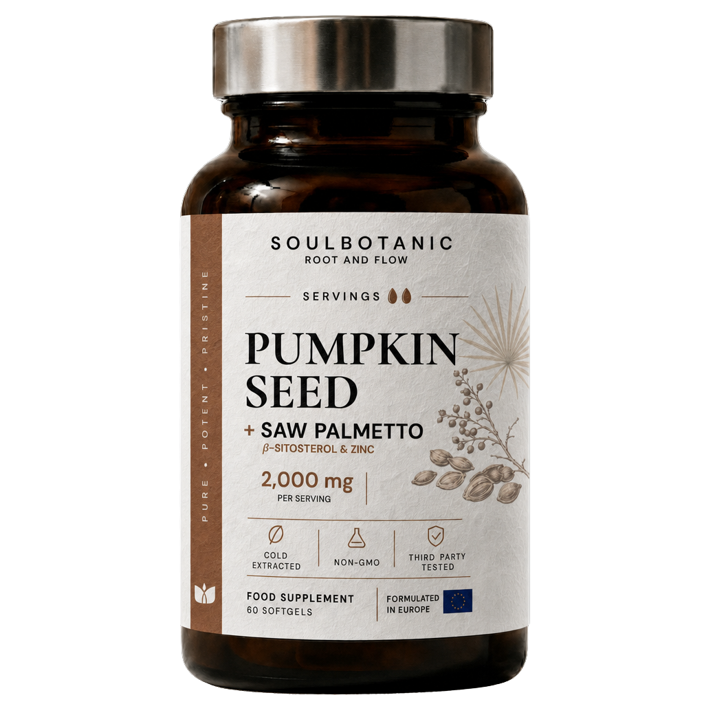 SoulBotanic Pumpkin Seed Oil + Saw Palmetto Oil bottle