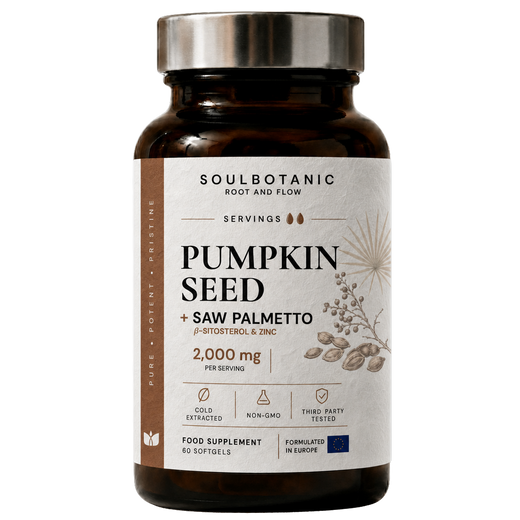 SoulBotanic Pumpkin Seed Oil + Saw Palmetto Oil bottle