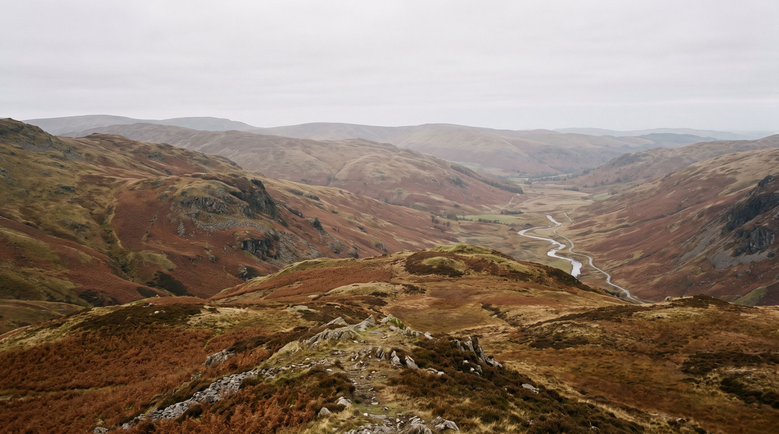 Autumn hills receding into the distance