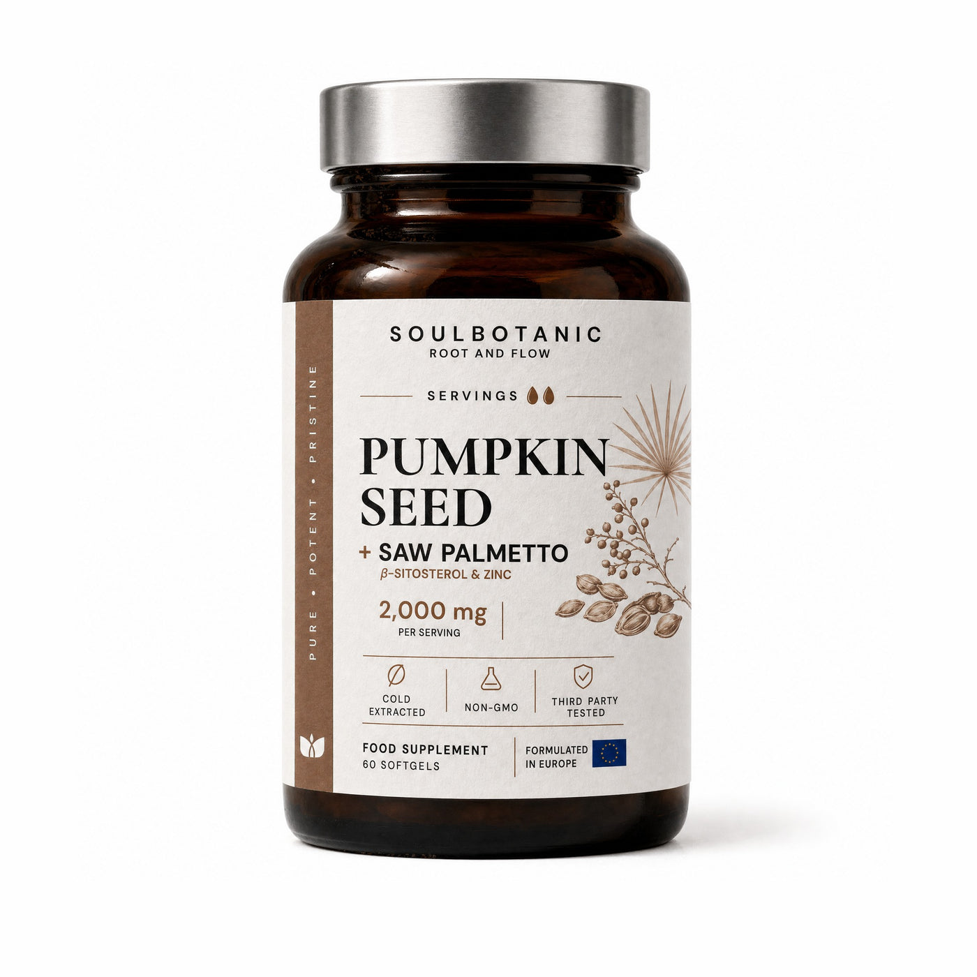 SoulBotanic Pumpkin Seed Oil + Saw Palmetto Oil bottle